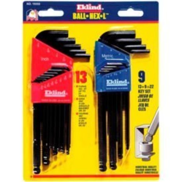 Eklind Eklind 13222 .050-3/8" & 1.5MM-10MM 22Pc. Ball End Combo Metric & SAE Hex Key Set 13222